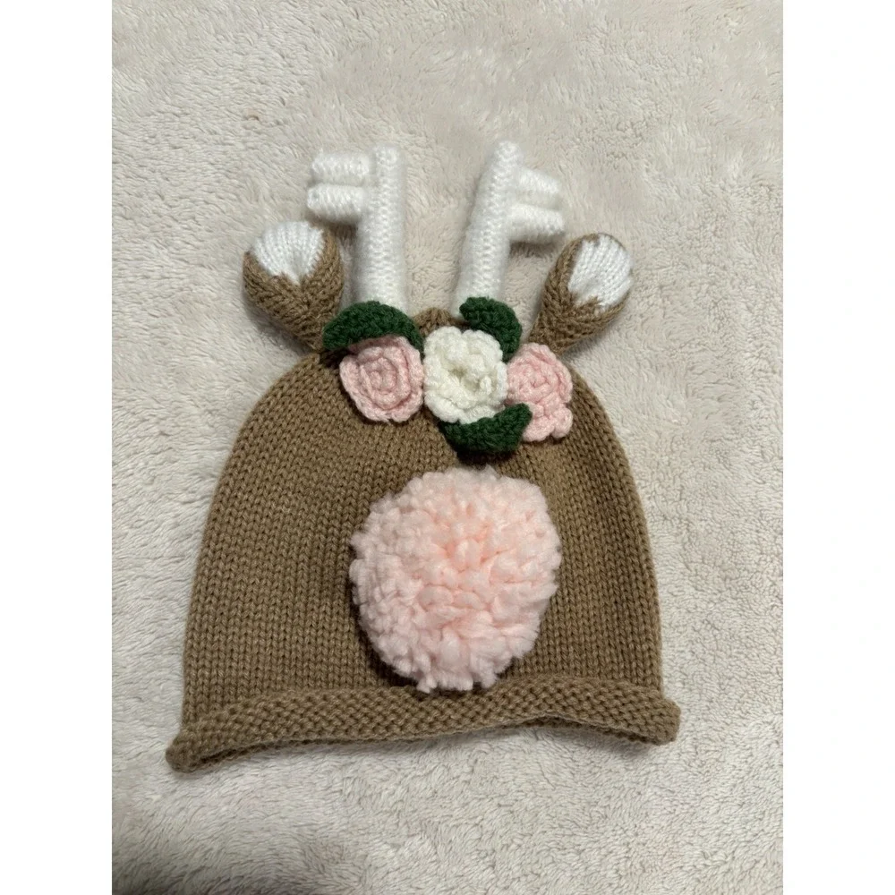Mud Pie Toddler Baby ~ Deer Fawn Hat Cap Beanie Fall ~‎ 6M to 18M